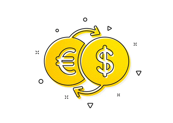 Bankväxel Valutaväxling Euro Och Dollar Cash Överföringssymbol Gula Cirklar Mönster — Stock vektor