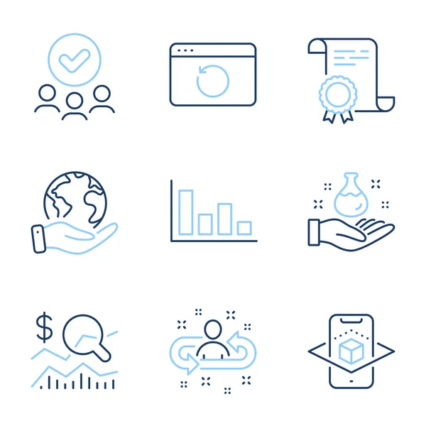 Histogram Chemistry Lab Augmented Reality Line Icons Set Diploma Certificate — Stock Vector