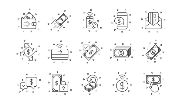 Akzeptieren Sie Überweisungen Zahlungen Telefon Und Kreditkarte Symbole Für Zahlungslinien — Stockvektor