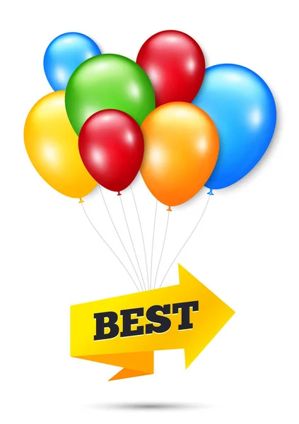 Bestes Abzeichen Ein Bündel Luftballons Mit Abzeichen Banner Mit Sonderangeboten — Stockvektor