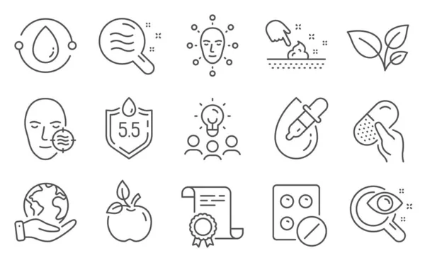 Egészségügyi Ikonok Gyűjteménye Mint Semleges Face Biometrikus Diploma Ötletek Megmenteni — Stock Vector