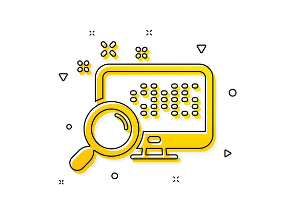 Najděte Datové Znamení Hledat Ikoně Počítače Zvětšit Sklo Žluté Kruhy — Stockový vektor
