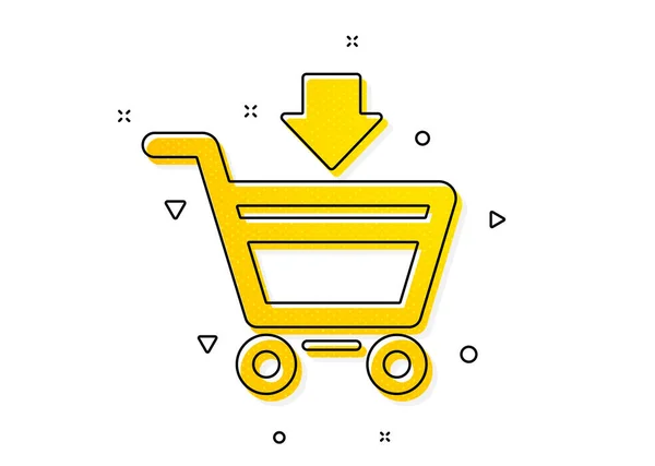 Nákupní Značka Online Přidat Ikony Nákupního Košíku Symbol Supermarketu Žluté — Stockový vektor
