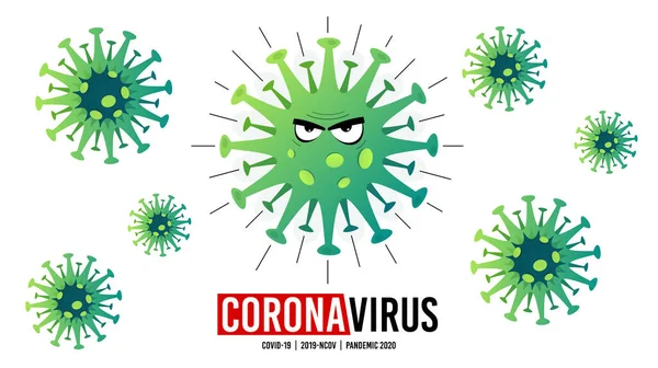 Angry Coronavirus Covid Corona Virus Outbreak 2019 Ncov Pandemic Stop — Stock Vector