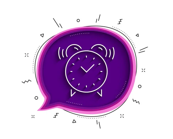 Icône Ligne Horloge Alarme Bulle Chat Avec Ombre Temps Signe — Image vectorielle