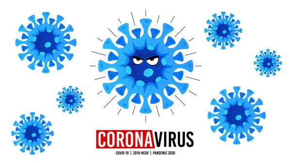Θυμωμένος Coronavirus Covid Εστία Του Ιού Της Κορόνας Πανδημία 2019 — Διανυσματικό Αρχείο