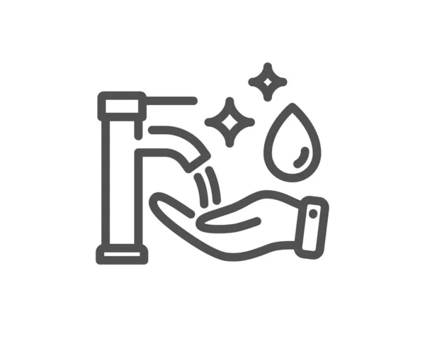Tvättning Händer Line Ikon Sanitetsrengöringsskylt Handtvätt Symbol Kvalitetselement Redigerbar Stroke — Stock vektor
