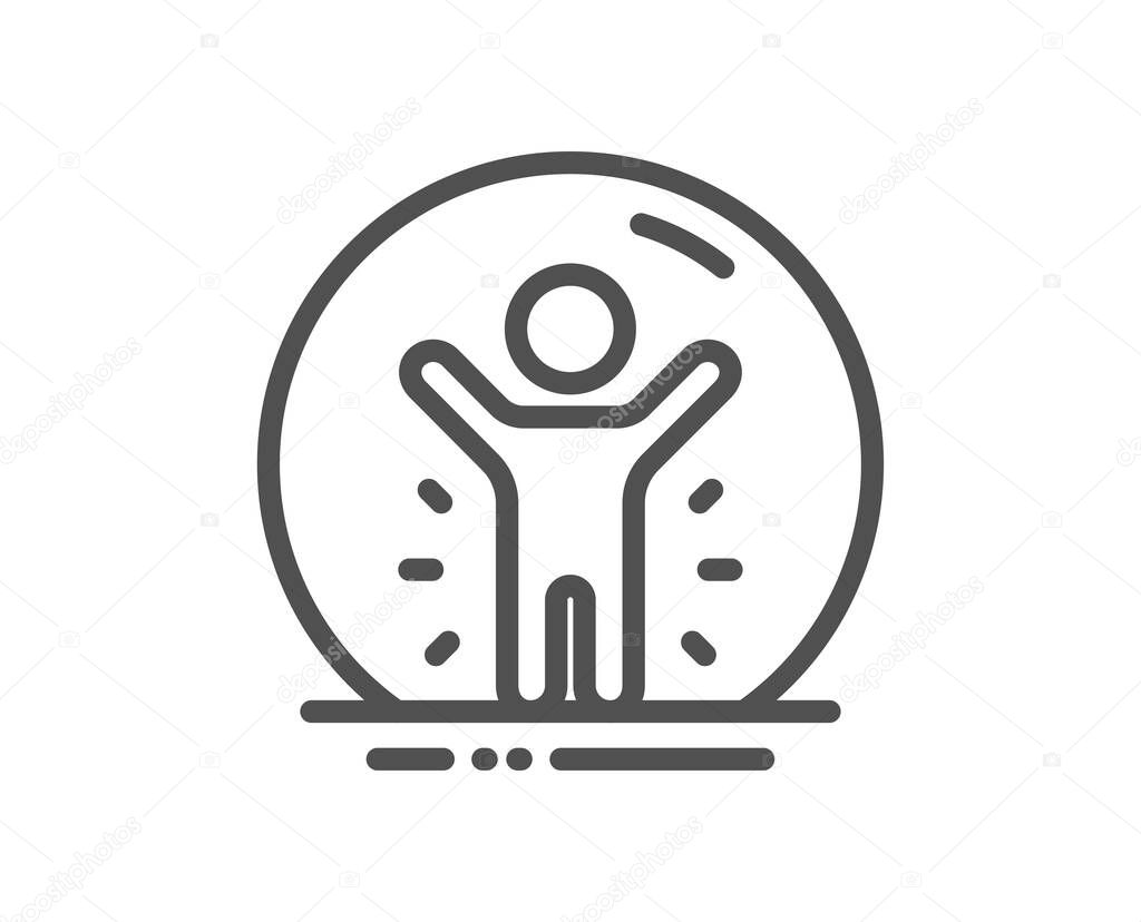 Recovered person line icon. Coronavirus pandemic sign. Covid-19 quarantine symbol. Quality design element. Editable stroke. Linear style recovered person icon. Vector