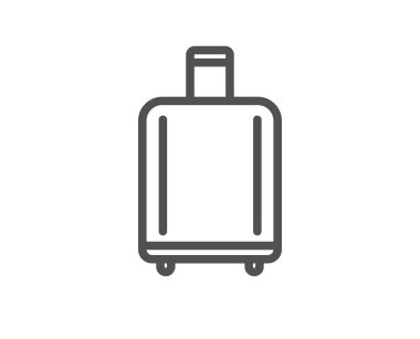 Havaalanı bagaj yükleme hattı simgesi. Uçak bagaj tabelası. Uçuş çantası sembolü kontrol edildi. Kalite tasarım elemanı. Düzenlenebilir felç. Doğrusal bagaj geri alma simgesi. Vektör