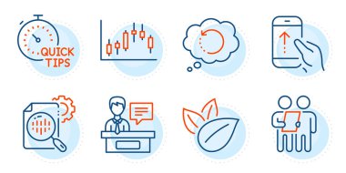 Sergileyiciler ve Candlestick grafik tabelaları. Anket, organik ürün ve Seo istatistik çizgisi simgeleri ayarlandı. Hızlı ipuçları, veri kurtarma sembolleri. Sözleşme, Yaprak. Bilim seti. Taslak simgeleri ayarlandı. Vektör