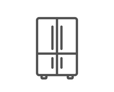 İki odalı buzdolabı hattı ikonu. Buzdolabı tabelası. Dondurucu depolama sembolü. Kalite tasarım elemanı. Düzenlenebilir felç. Doğrusal stil buzdolabı simgesi. Vektör