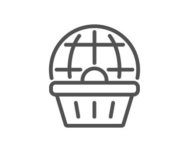 Online alışveriş arabası ikonu. İnternet satın alma tabelası. Süpermarket satın alma sembolü. Kalite tasarım elemanı. Düzenlenebilir felç. Doğrusal stil online alışveriş ikonu. Vektör