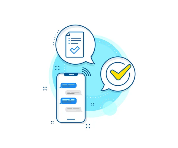 Signo Aceptado Confirmado Mensajes Telefónicos Icono Complejo Icono Línea Lista — Archivo Imágenes Vectoriales