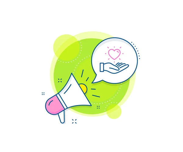 Friends Love Sign Megaphone Promotion Complex Icon Hold Heart Line — Stock Vector