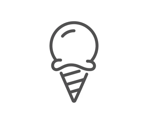 Ice Cream Line Icon Vanilla Sundae Cone Sign Frozen Summer — Stock Vector