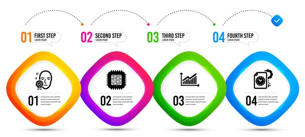 Graph Cpu Processor Face Verified Icons Simple Set Timeline Infographic — Stock Vector