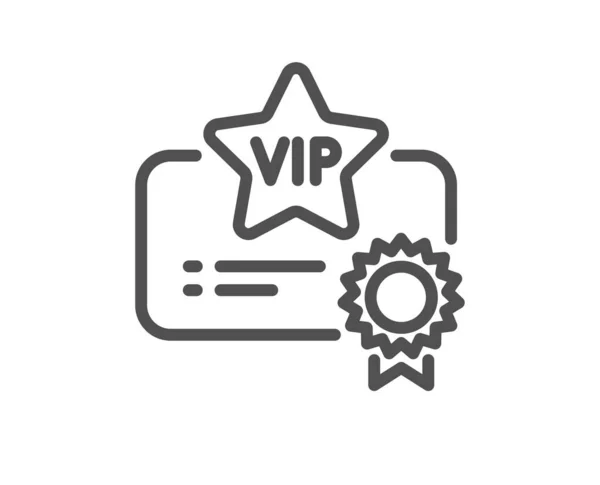 Vip证书行图标 非常重要的人的文件签名 会员俱乐部特权标志 质量设计要素 可编辑的中风 线性风格的Vip证书图标 — 图库矢量图片