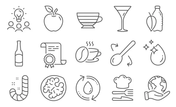 Conjunto Alimentos Bebidas Iconos Tales Como Alimentos Cuchara Cocina Diploma — Vector de stock