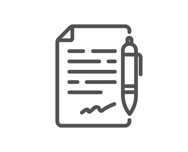 Acuerdo Icono Línea Documento Firma Del Contrato Símbolo Nota Elemento — Vector de stock