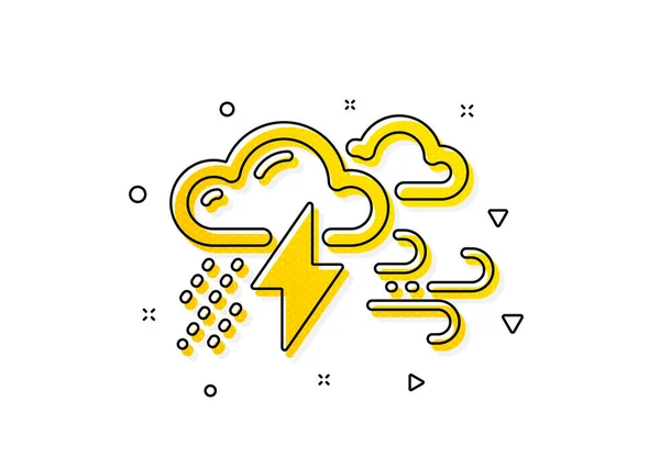 Плохой Знак Погоды Облака Капельками Дождя Молнией Иконой Ветра Желтые — стоковый вектор