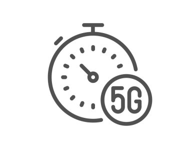 5 gramlık hızlı internet hattı simgesi. Kablosuz teknoloji işareti. Mobil kablosuz ağ sembolü. Kalite tasarım elemanı. Düzenlenebilir felç. Doğrusal stil 5g internet simgesi. Vektör