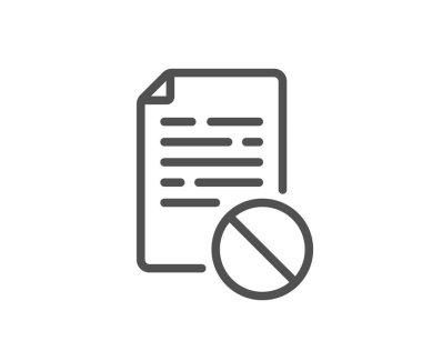 İzin verilmeyen belge satırı simgesi. Dosya işareti yok. Ofis sembolü. Kalite tasarım elemanı. Düzenlenebilir felç. Doğrusal biçim yanlış dosya simgesi. Vektör