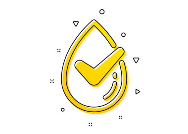 Organik onay işareti. Dermatolojik olarak test edilmiş bir ikon. Sentetik sembol yok. Sarı daireler şeklinde. Klasik dermatolojik test ikonu. Geometrik elementler. Vektör