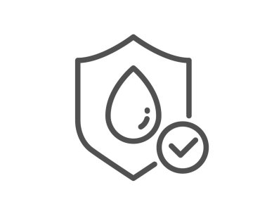 Su geçirmez çizgi simgesi. Suya dayanıklı. Sıvı damlası koruma sembolü. Kalite tasarım elemanı. Düzenlenebilir felç. Doğrusal stil su geçirmez ikon. Vektör