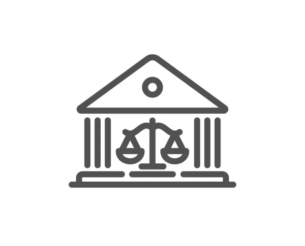 宫廷建筑线图标 公正的天平标志判例法符号 质量设计要素 可编辑的中风 线性风格的宫廷建筑图标 — 图库矢量图片