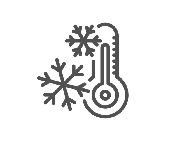 Freezing Thermometer Line Icon Cold Temperature Sign Fridge Function Symbol — Stock Vector