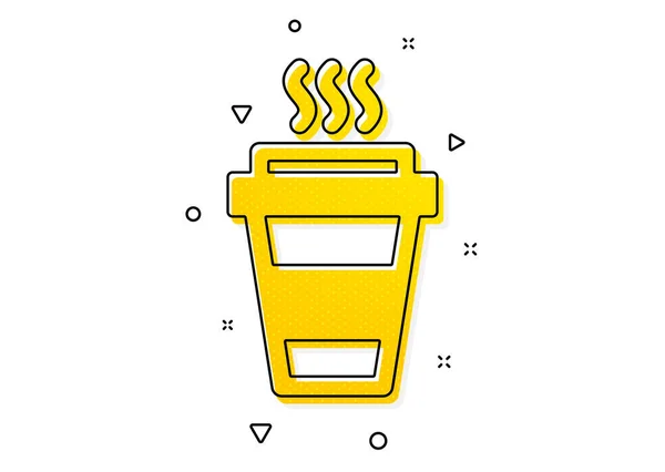 Heißgetränk Schild Kaffeetasse Zum Mitnehmen Vorhanden Takeout Symbol Gelbe Kreise — Stockvektor