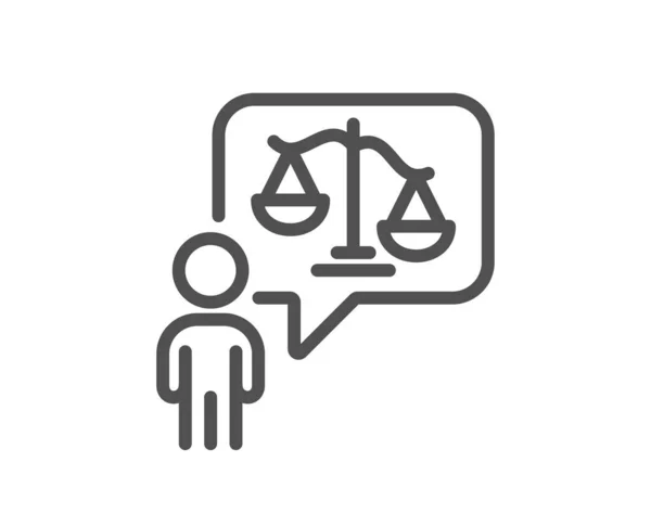 弁護士線のアイコン 裁判所判事のサイン 司法規模のシンボル 品質設計要素 編集可能なストローク 線形スタイルの弁護士アイコン ベクトル — ストックベクタ