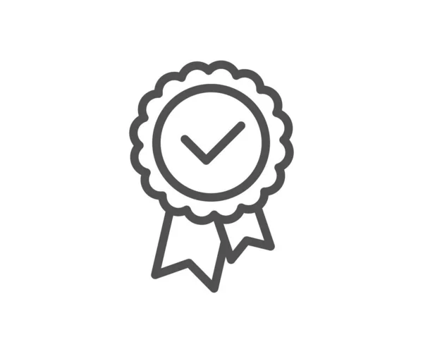 Ícone Linha Carimbo Testado Sinal Medalha Aprovado Símbolo Atribuição Certificado — Vetor de Stock
