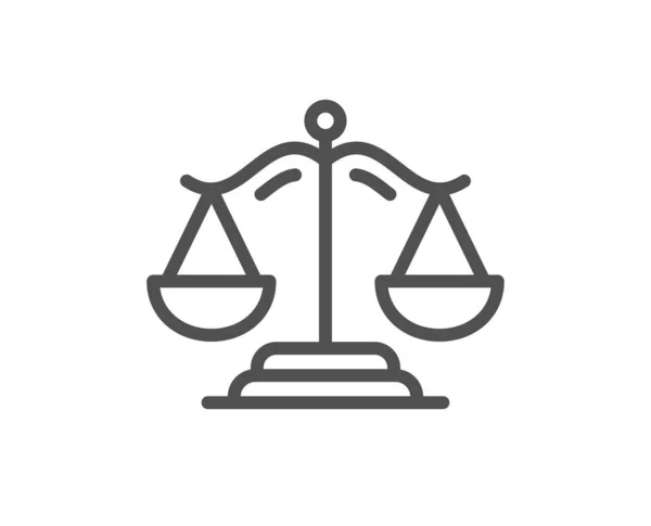 Justiça Escala Ícone Linha Sinal Escala Julgamento Símbolo Jurídico Elemento —  Vetores de Stock