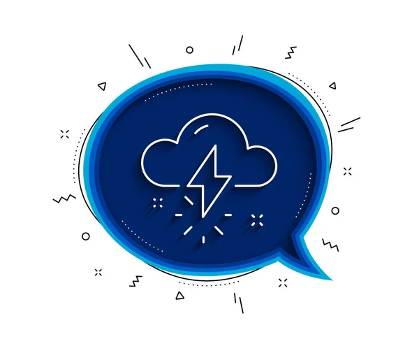 Thunderstorm weather line icon. Chat bubble with shadow. Thunderbolt with cloud sign. Bad day symbol. Thin line thunderstorm weather icon. Vector