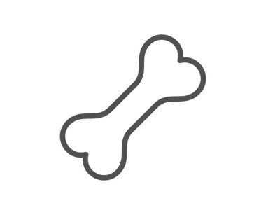 Köpek kemiği çizgisi ikonu. Evcil hayvan besin işareti. Evcil hayvan besleme sembolü. Kalite tasarım elemanı. Düzenlenebilir felç. Doğrusal stil köpek kemiği ikonu. Vektör