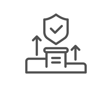 Güvenlik teşkilatı çizgisi ikonu. Siber savunma işareti. Özel koruma sembolü. Kalite tasarım elemanı. Düzenlenebilir felç. Doğrusal stil güvenlik ajansı simgesi. Vektör