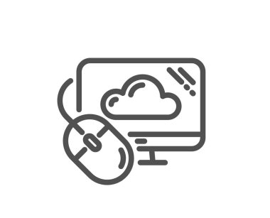 Bulut hesaplama çizgisi simgesi. İnternet veri depolama işareti. Dosya sunucu teknoloji sembolü. Kalite tasarım elemanı. Düzenlenebilir felç. Doğrusal stil bulut hesaplama simgesi. Vektör