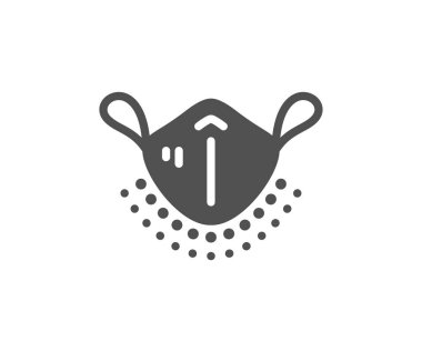 Tıbbi maske ikonu. Güvenli solunum maskesi işareti. Coronavirus koruma sembolüyle karşı karşıya. Klasik düz stil. Kalite tasarım elemanı. Basit bir tıbbi maske ikonu. Vektör