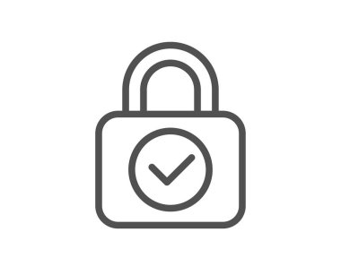 Güvenlik kilidi simgesi. Siber savunma işareti. Özel koruma sembolü. Kalite tasarım elemanı. Düzenlenebilir felç. Doğrusal güvenlik kilidi simgesi. Vektör