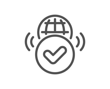 Doğrulanmış internet hattı simgesi. Onaylanmış ağ erişim işareti. Doğrulanmış bağlantı sembolü. Kalite tasarım elemanı. Düzenlenebilir felç. Doğrulanmış internet simgesi. Vektör