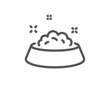 Köpek besleme hattı simgesi. Evcil hayvan besin işareti. Evcil hayvan kasesi sembolü. Kalite tasarım elemanı. Düzenlenebilir felç. Doğrusal köpek besleme ikonu. Vektör