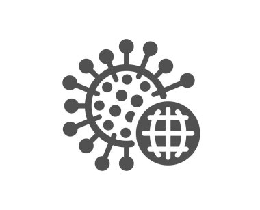 Coronavirus pandemik ikonu. Covid-19 küresel virüs işareti. Corona virüsü sembolü. Klasik düz stil. Kalite tasarım elemanı. Basit bir koronavirüs ikonu. Vektör