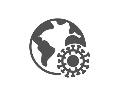 Coronavirus pandemik ikonu. Covid-19 küresel virüs işareti. Corona virüsü sembolü. Klasik düz stil. Kalite tasarım elemanı. Basit bir koronavirüs ikonu. Vektör