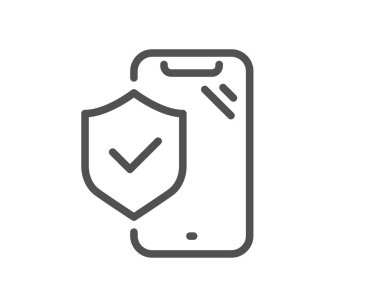 Telefon sigortası el hattı simgesi. Risk sigortası işareti. Aygıt koruma sembolü. Kalite tasarım elemanı. Düzenlenebilir felç. Doğrusal telefon sigorta ikonu. Vektör