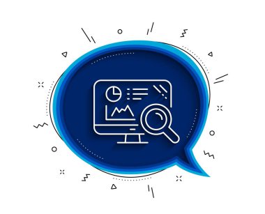 Seo istatistik çizgisi simgesi. Gölgeli sohbet balonu. Arama motoru işareti. Analitik grafik sembolü. İnce çizgi seo analiz ikonu. Vektör