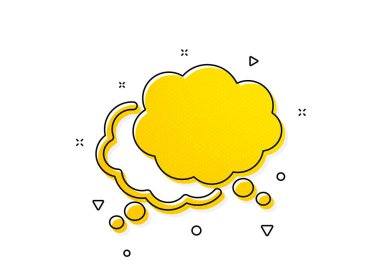 Sohbet tabelası. Komik konuşma balonu ikonu. Sosyal medya mesaj sembolü. Sarı daireler şeklinde. Klasik konuşma balonu ikonu. Geometrik elementler. Vektör