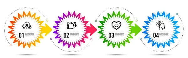 业务目标设定 创意和微笑聊天图标设置简单 时间线走在信息图表上 献血标志人与目标 创意设计师 药物分析 大家准备好了B — 图库矢量图片