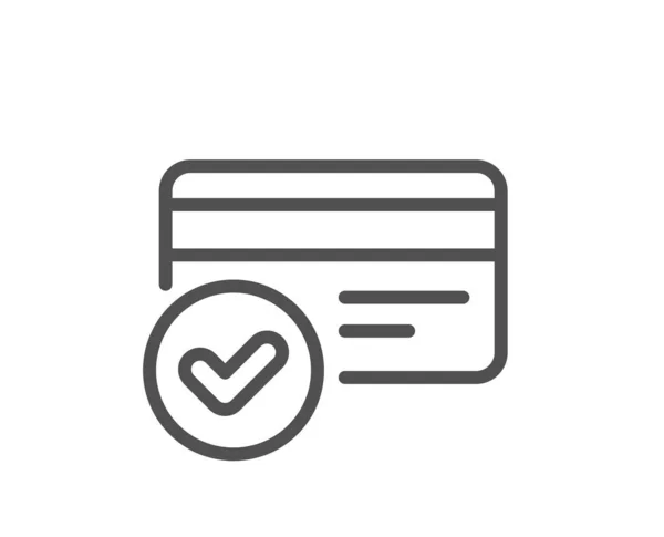 Ícone Linha Cartão Crédito Aprovado Assinatura Métodos Pagamento Aceitos Símbolo — Vetor de Stock