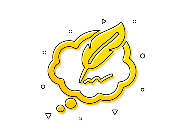 Feather Sign Copywriting Speech Bubble Icon Copyright Symbol Yellow Circles — Stock Vector
